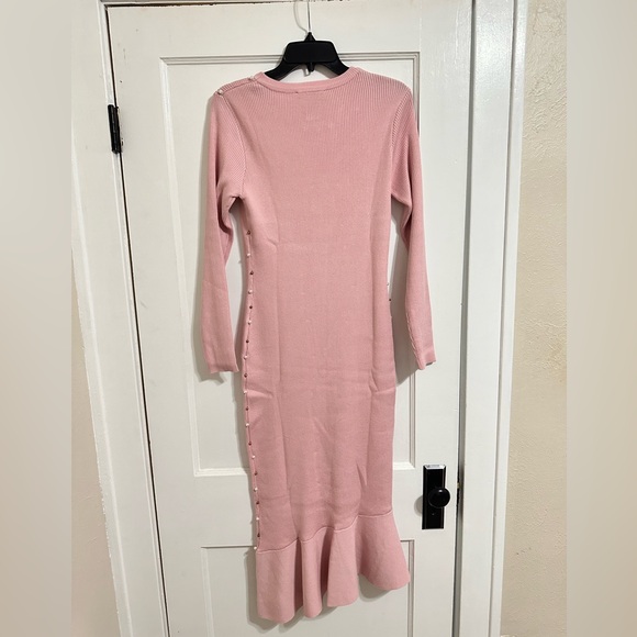 Midnight Velvet Pearly Pink Midi Sweater Dress Beautiful and RARE SIZE L - Picture 2 of 7